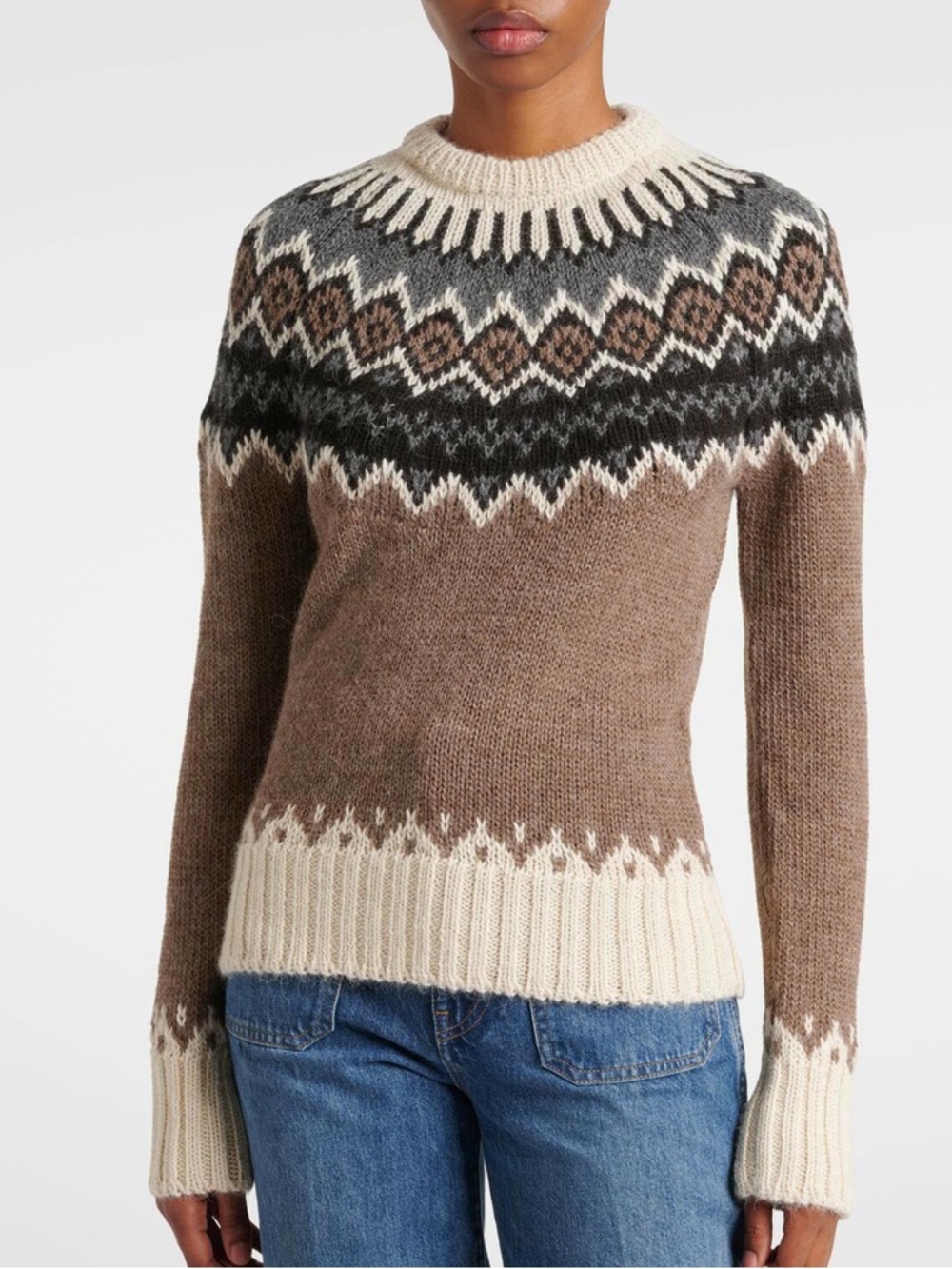 Chloe fair isle alpaca wool and cashmere sweater - Picture 3 of 10